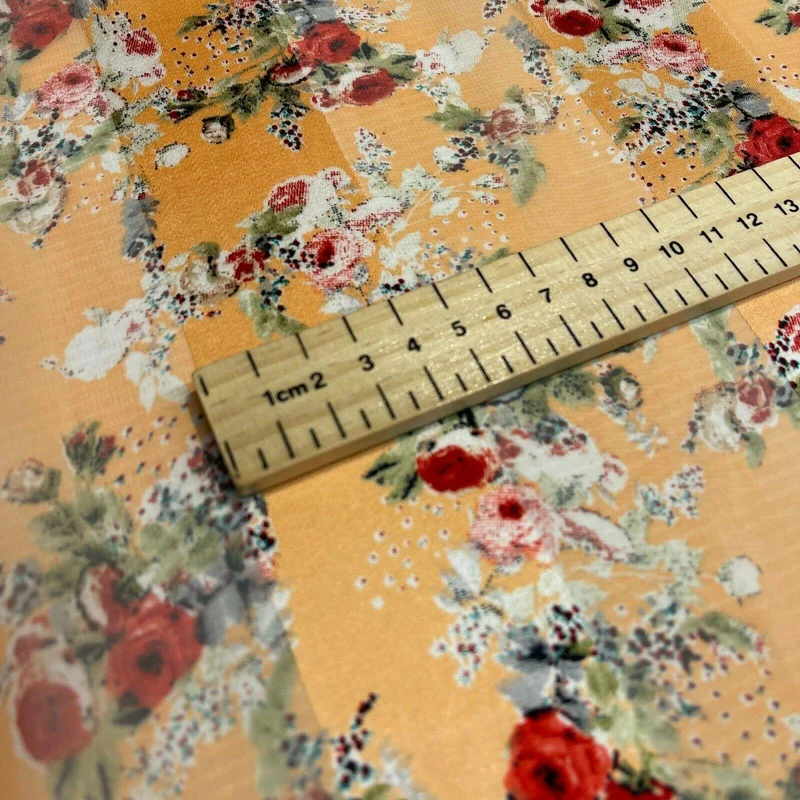 Satin Floral Stripe Chiffon Lightweight dress scarf Fabric M1579