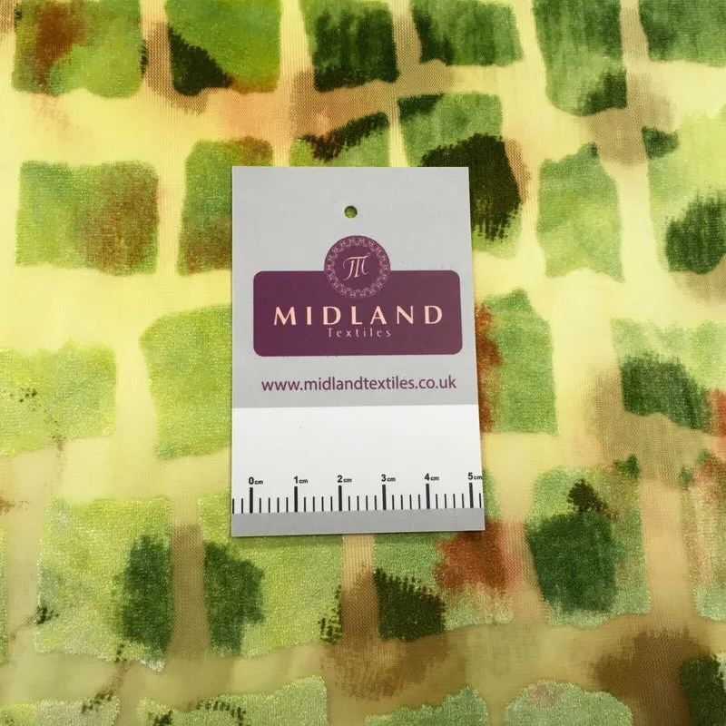 Lime burnout velvet geometric dress Fabric M1400-17 Mtex