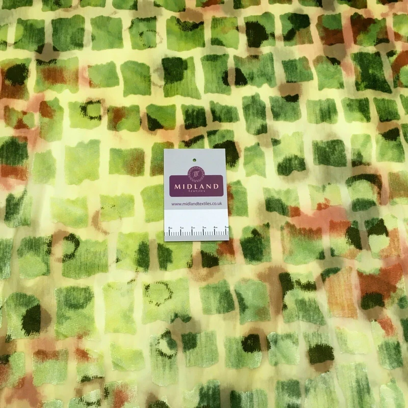 Lime burnout velvet geometric dress Fabric M1400-17 Mtex