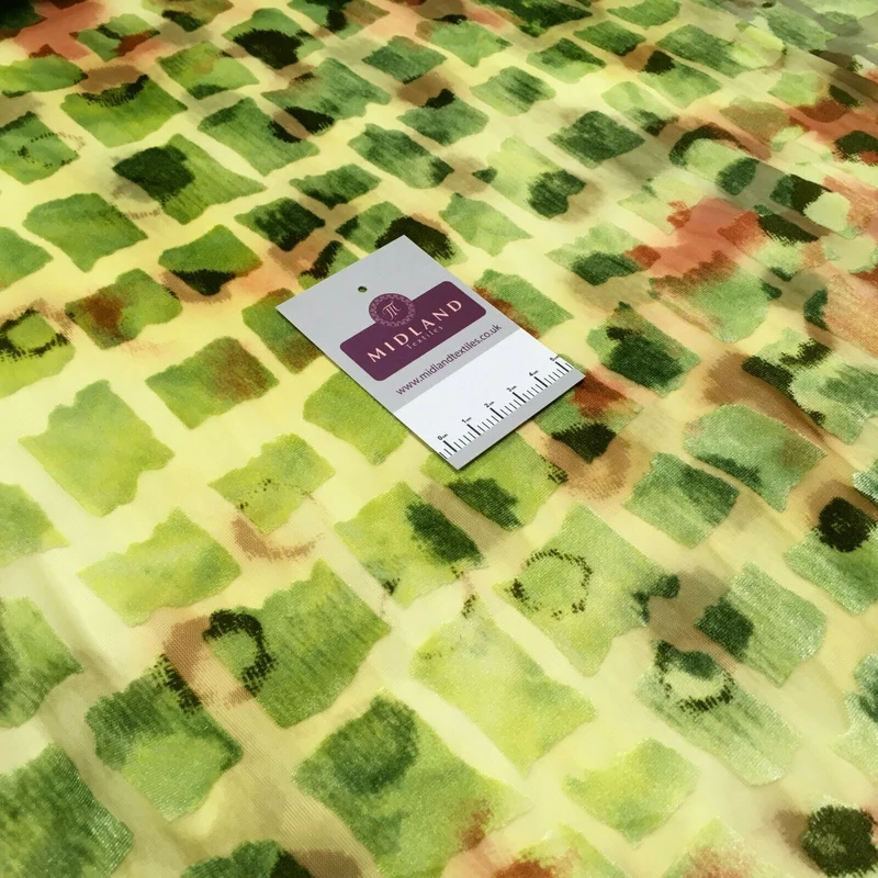 Lime burnout velvet geometric dress Fabric M1400-17 Mtex