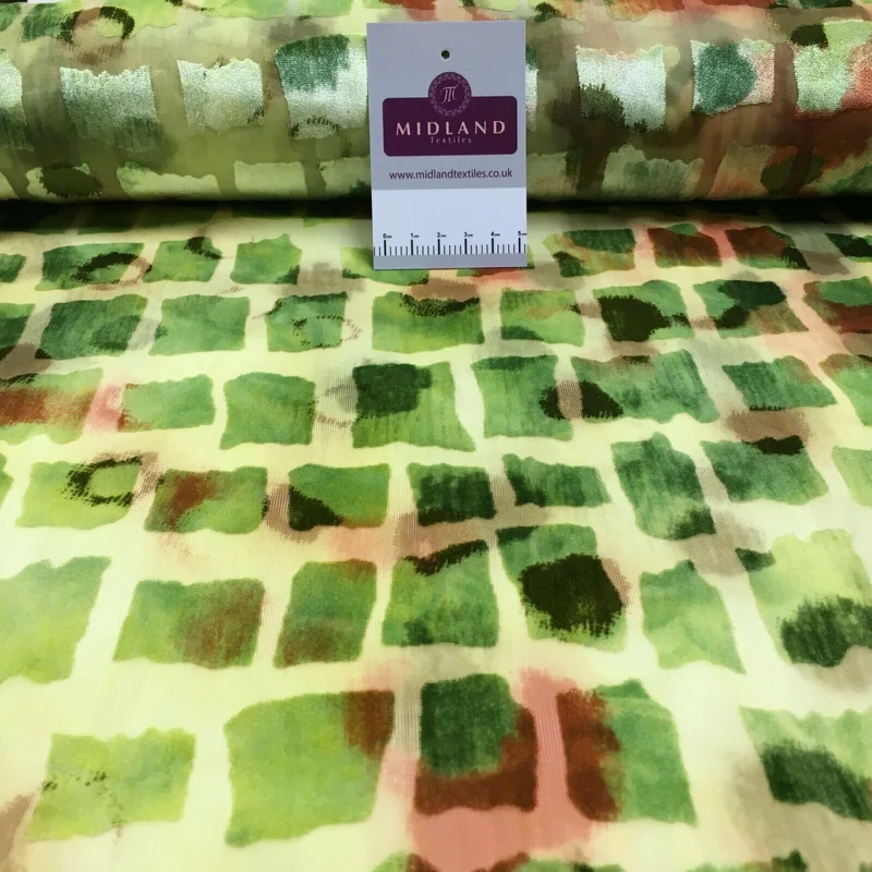 Lime burnout velvet geometric dress Fabric M1400-17 Mtex