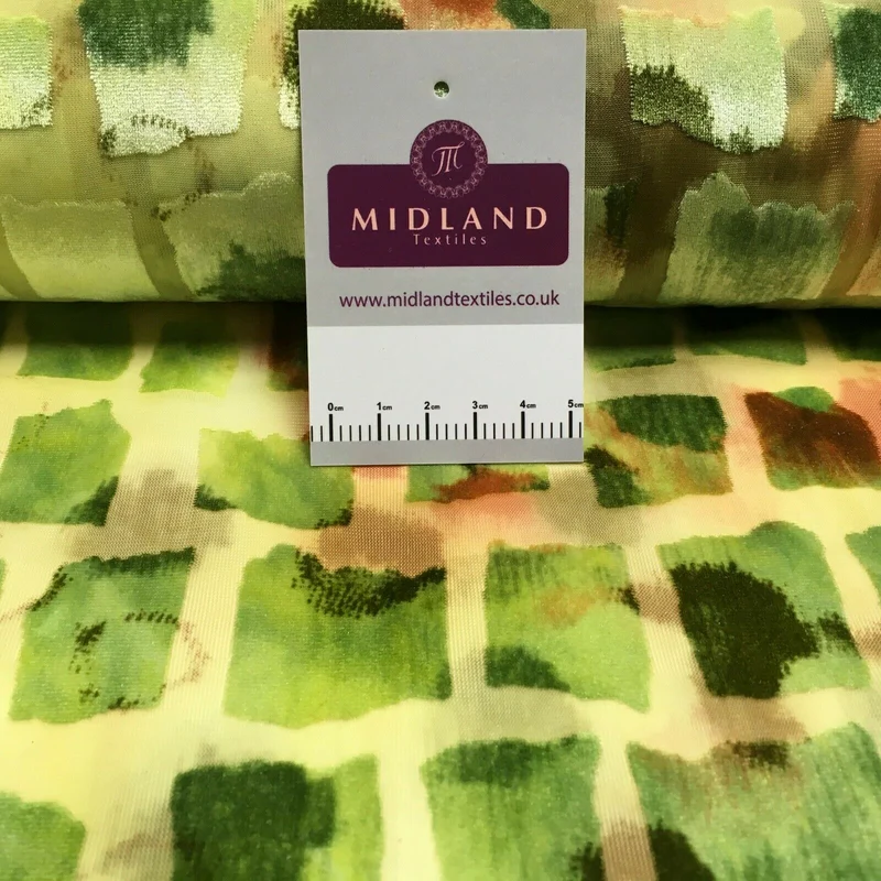 Lime burnout velvet geometric dress Fabric M1400-17 Mtex