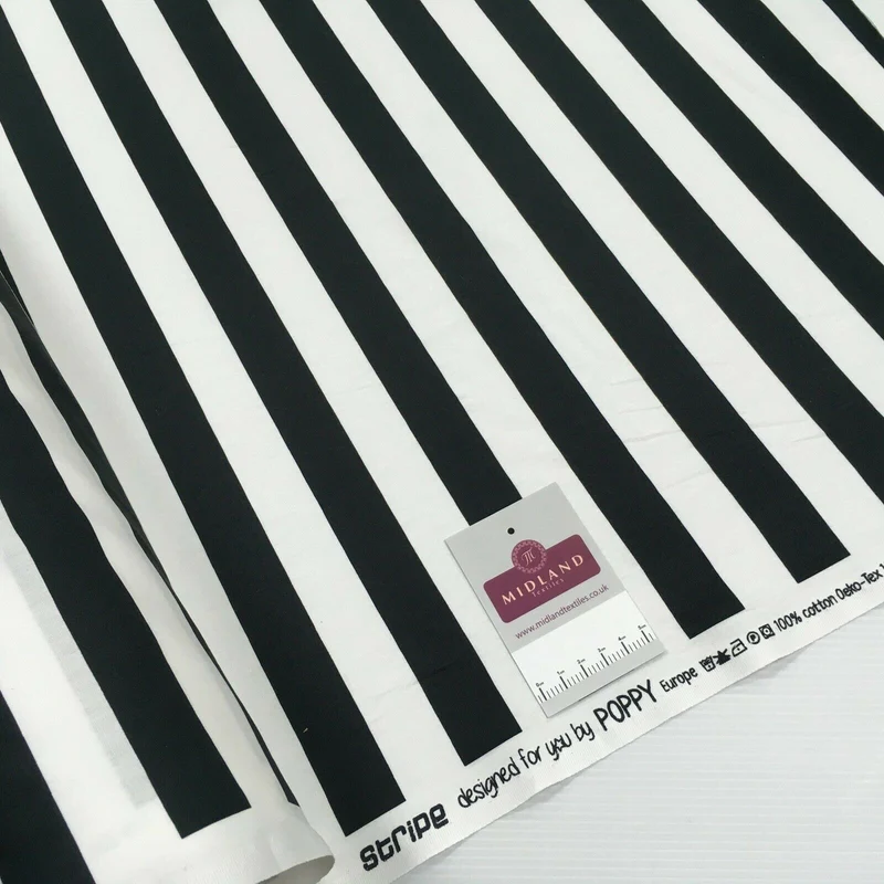 2.5cm Candy Striped Cotton Poplin Shirting & Dress Fabric 150cm M1490
