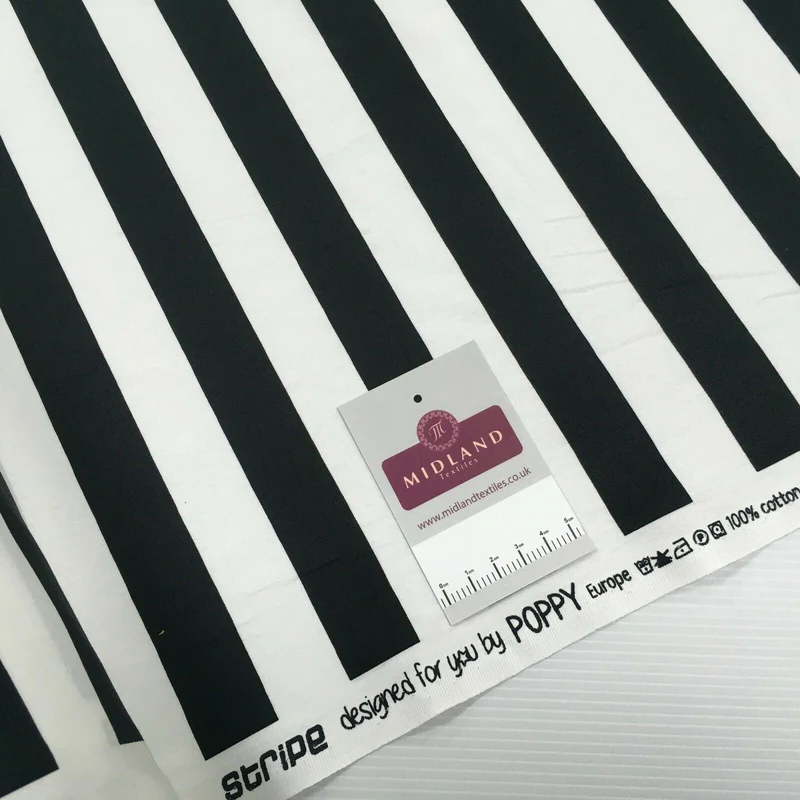 2.5cm Candy Striped Cotton Poplin Shirting & Dress Fabric 150cm M1490