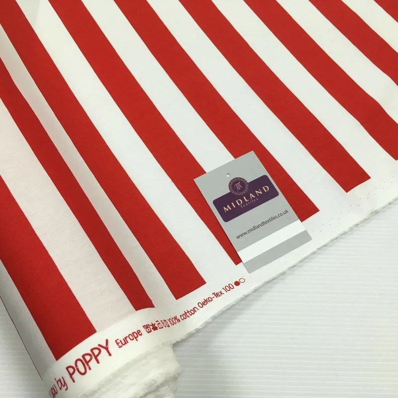 2.5cm Candy Striped Cotton Poplin Shirting & Dress Fabric 150cm M1490