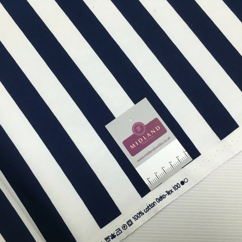 2.5cm Candy Striped Cotton Poplin Shirting & Dress Fabric 150cm M1490