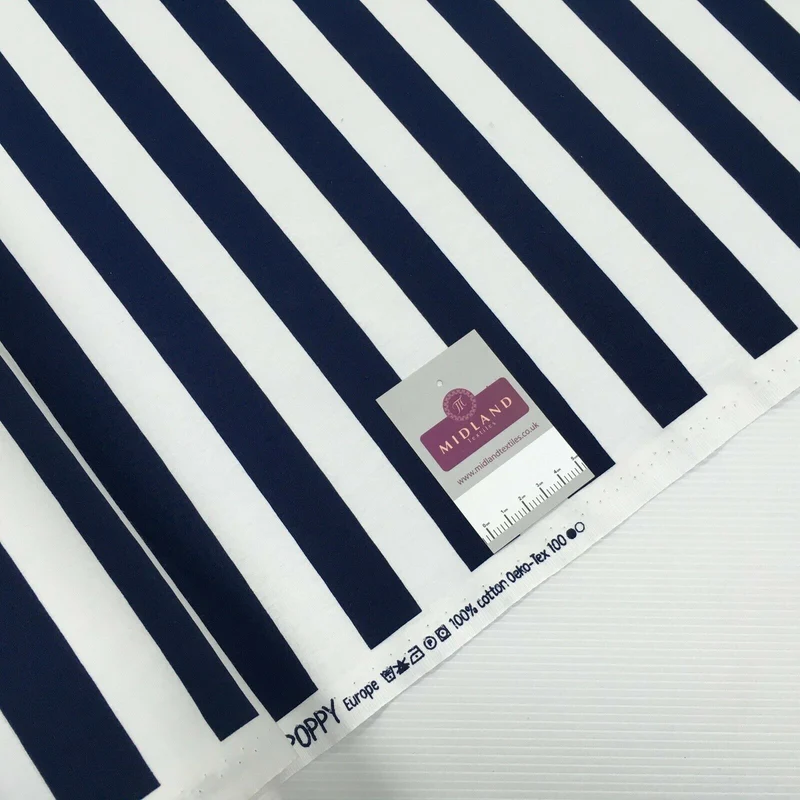 2.5cm Candy Striped Cotton Poplin Shirting & Dress Fabric 150cm M1490