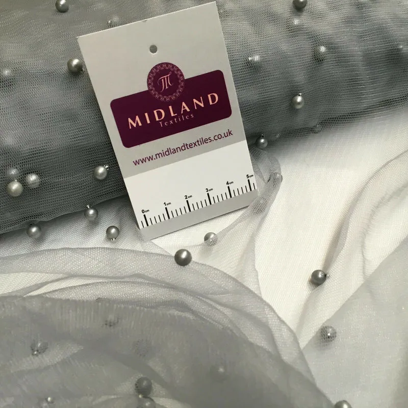 Beaded Pearl Tulle Net Dress Wedding bridal Décor Fabric M1534 Mtex