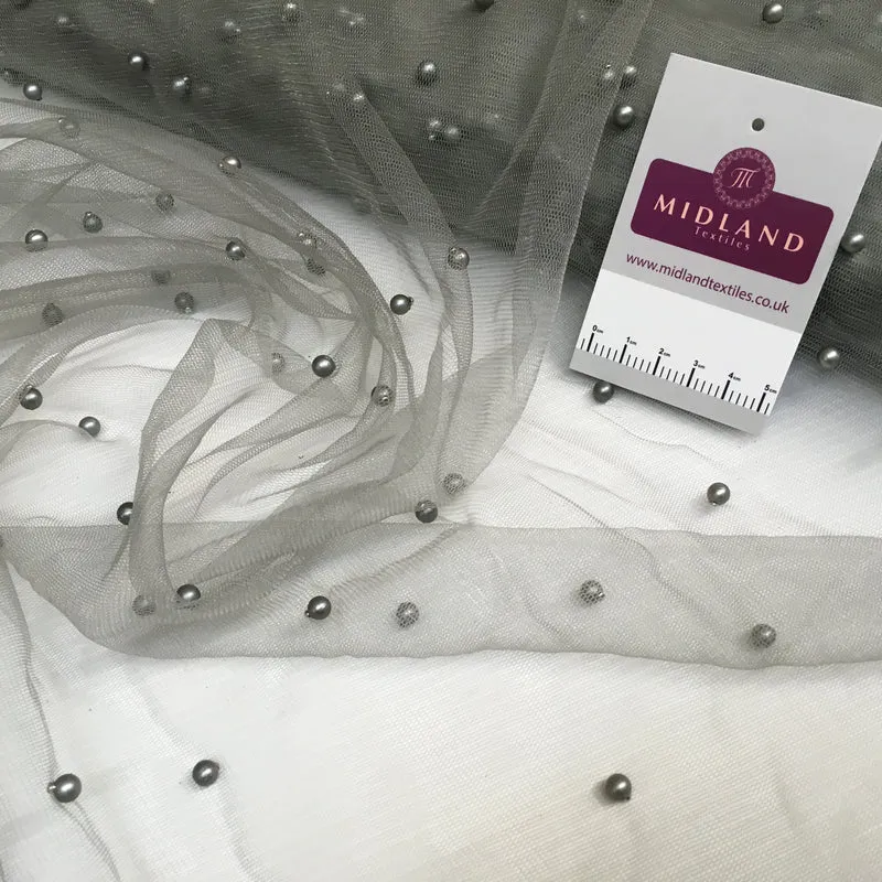 Beaded Pearl Tulle Net Dress Wedding bridal Décor Fabric M1534 Mtex