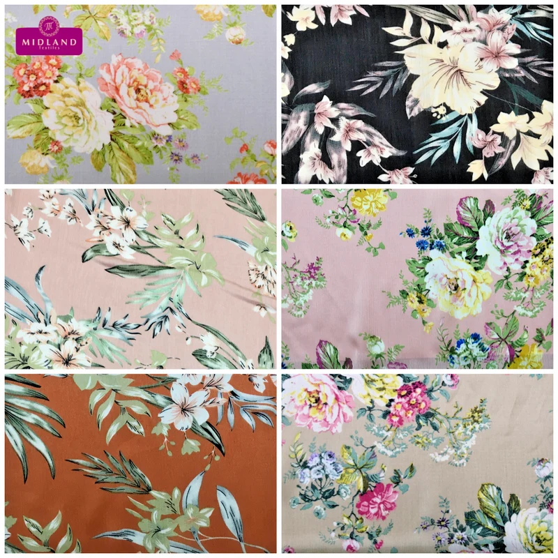 Floral Roses Crinkle Chiffon Dress Fabric M1492