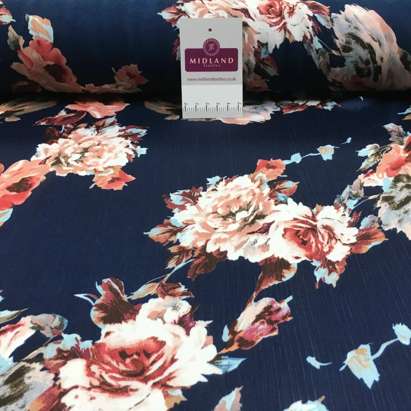 Floral Roses Crinkle Chiffon Dress Fabric M1492