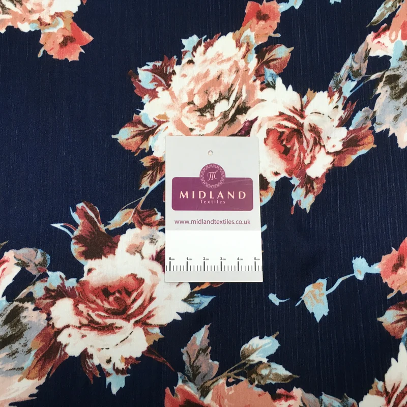 Floral Roses Crinkle Chiffon Dress Fabric M1492