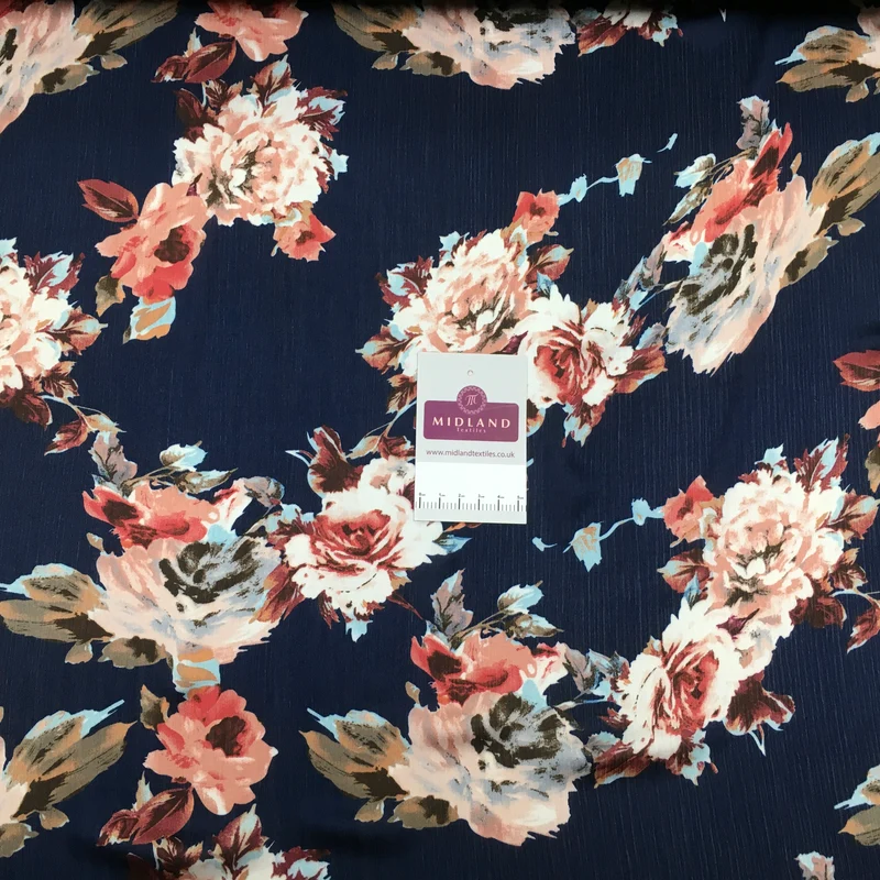 Floral Roses Crinkle Chiffon Dress Fabric M1492