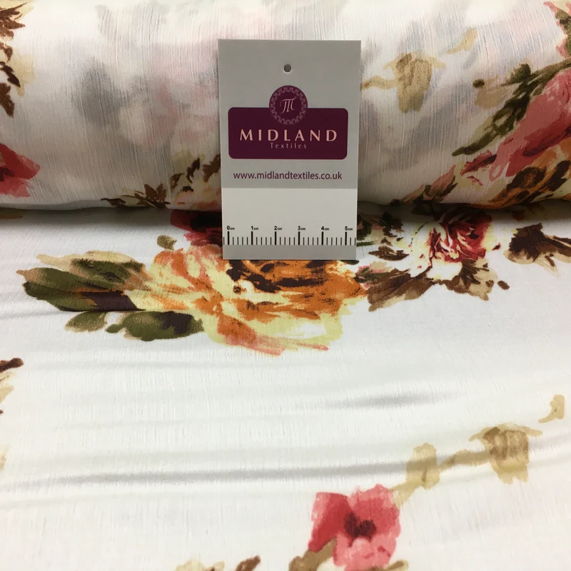 Floral Roses Crinkle Chiffon Dress Fabric M1492