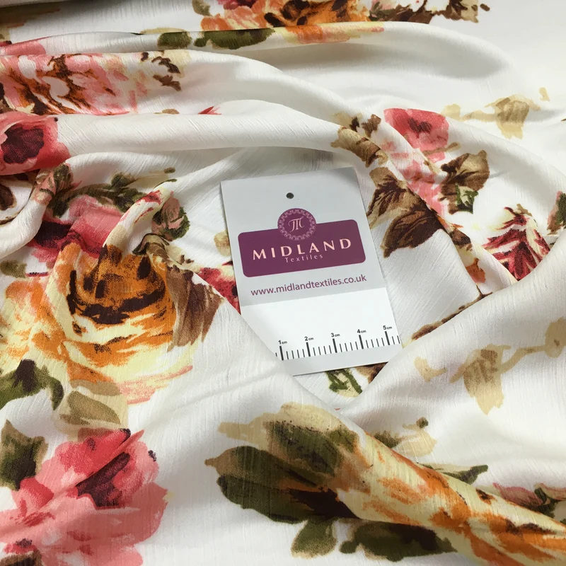 Floral Roses Crinkle Chiffon Dress Fabric M1492