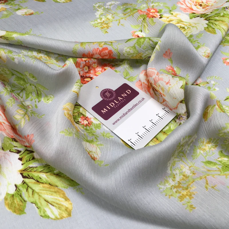 Floral Roses Crinkle Chiffon Dress Fabric M1492