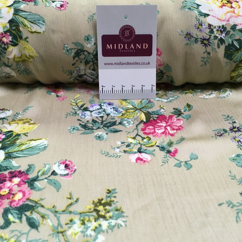 Floral Roses Crinkle Chiffon Dress Fabric M1492
