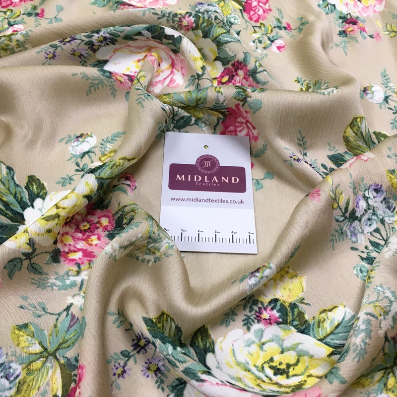 Floral Roses Crinkle Chiffon Dress Fabric M1492