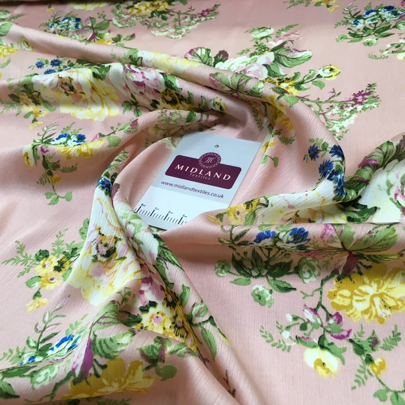 Floral Roses Crinkle Chiffon Dress Fabric M1492