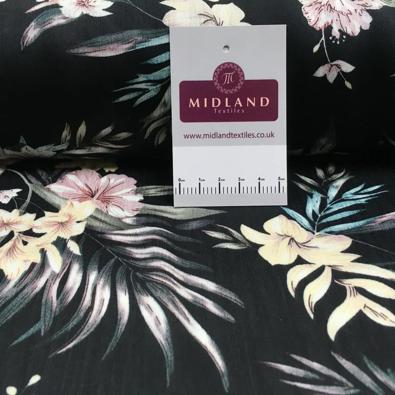 Floral Roses Crinkle Chiffon Dress Fabric M1492