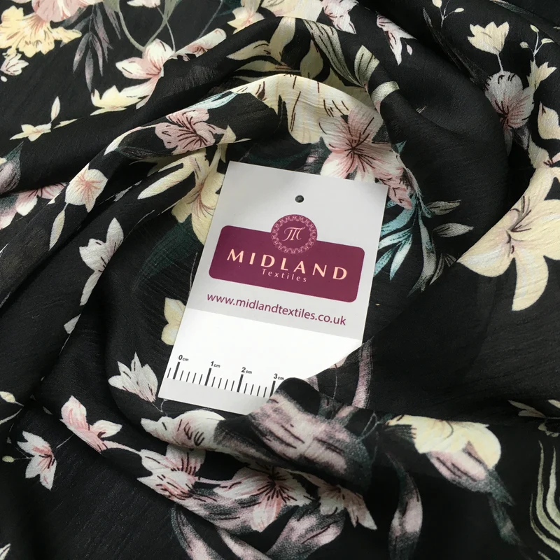 Floral Roses Crinkle Chiffon Dress Fabric M1492