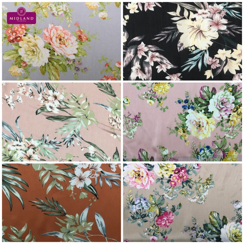 Floral Roses Crinkle Chiffon Dress Fabric M1492