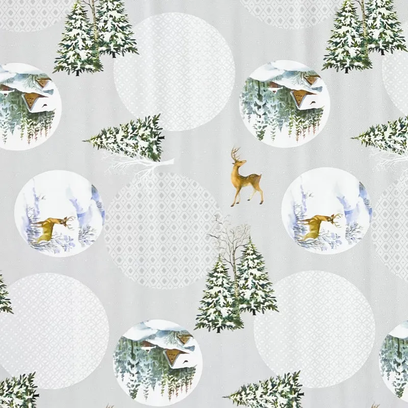 Wachstuch Tischdecke geprägt B5075-01 Weihnachten Schnee Rentier Hütte eckig rund oval