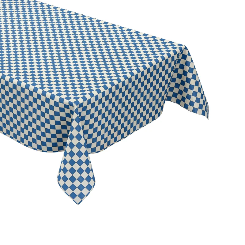 Wachstuch Tischdecke KE47620 blau weiß kariert Karo eckig rund oval