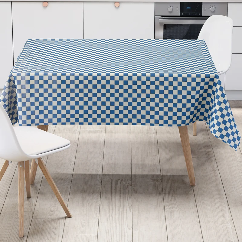Wachstuch Tischdecke KE47620 blau weiß kariert Karo eckig rund oval
