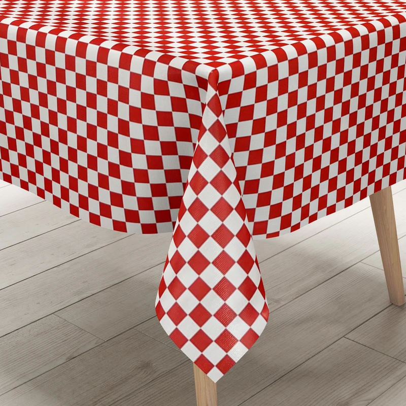 Wachstuch Tischdecke KE47610 rot kariert Karo eckig rund oval