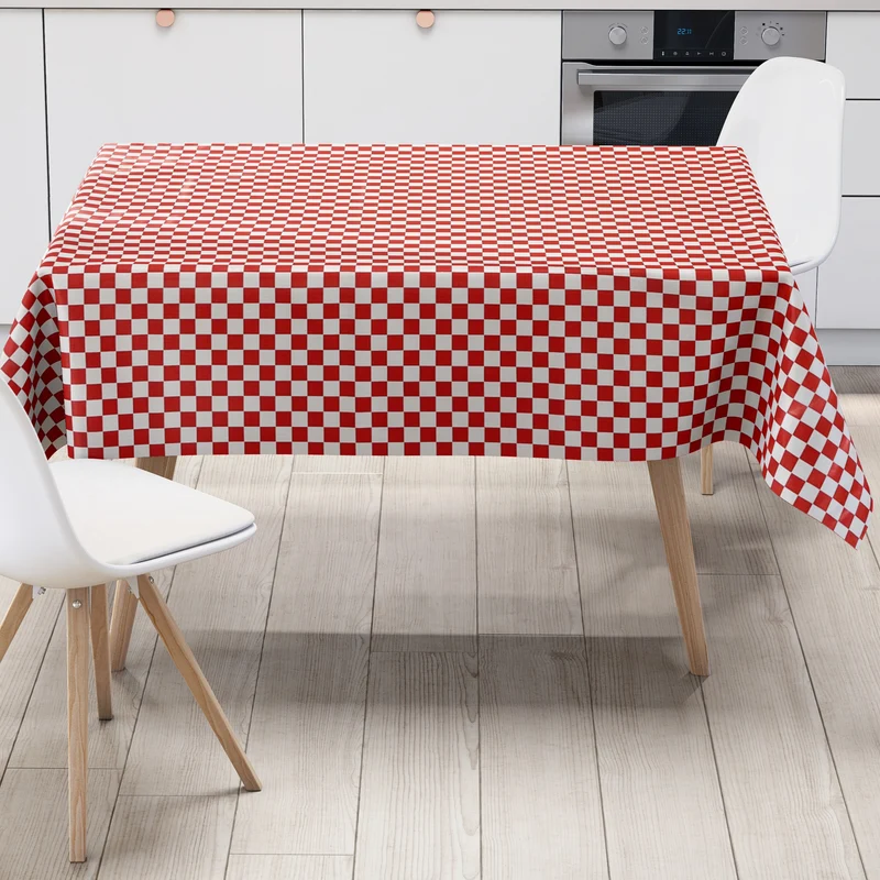 Wachstuch Tischdecke KE47610 rot kariert Karo eckig rund oval