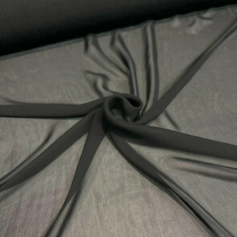 Plain Black lightweight chiffon scarf Fabric 148cm wide M1563
