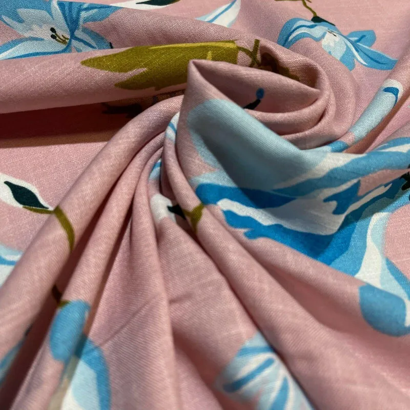 Large Floral Linen Rayon Dress Fabric M1574 Mtex