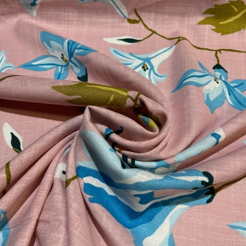 Large Floral Linen Rayon Dress Fabric M1574 Mtex