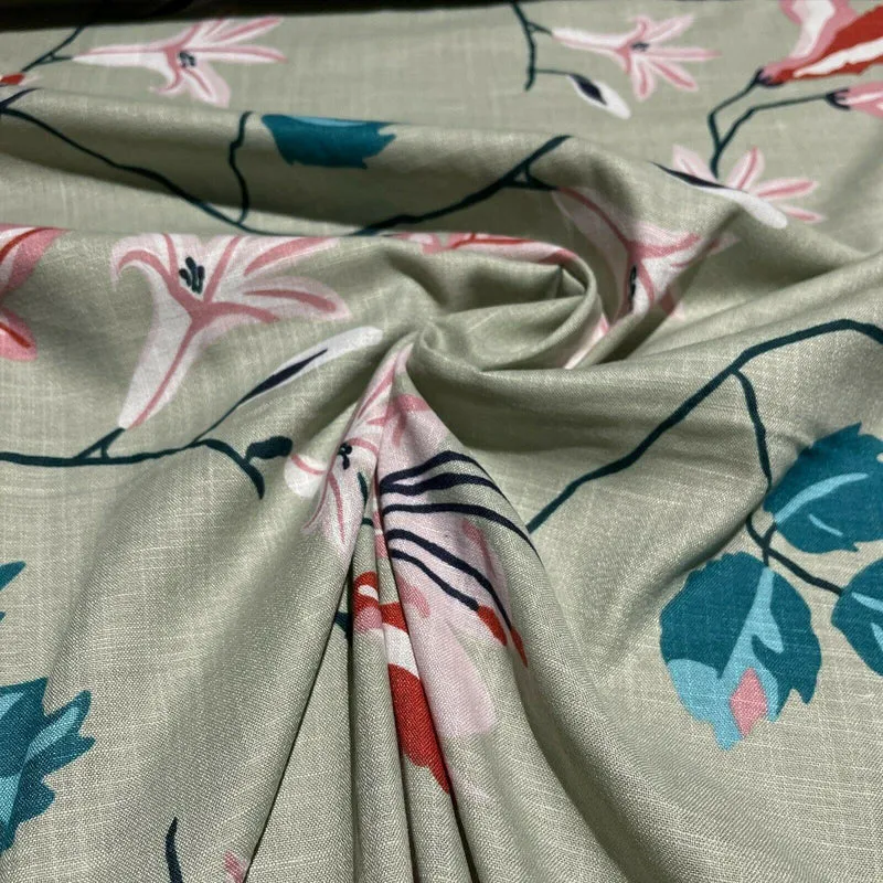 Large Floral Linen Rayon Dress Fabric M1574 Mtex