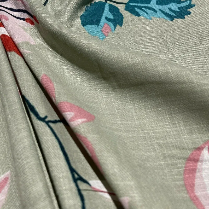 Large Floral Linen Rayon Dress Fabric M1574 Mtex