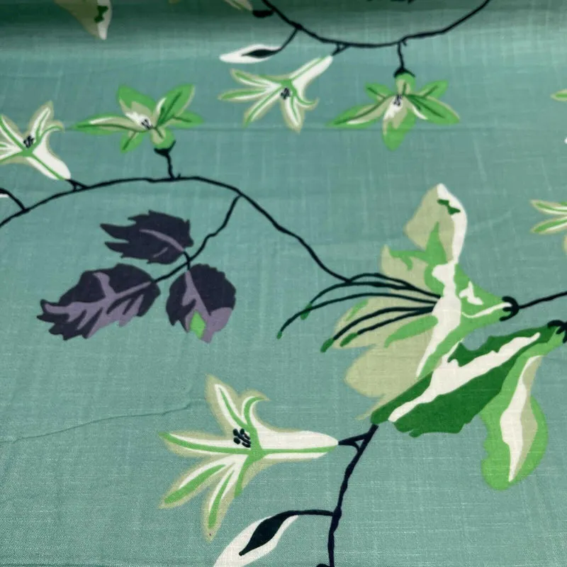 Large Floral Linen Rayon Dress Fabric M1574 Mtex