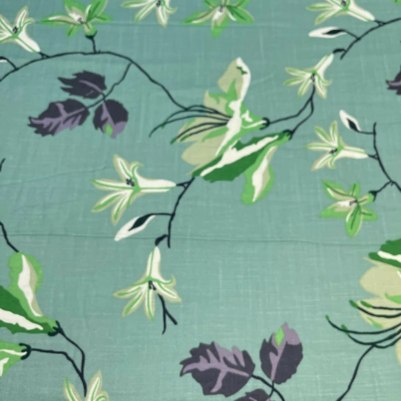 Large Floral Linen Rayon Dress Fabric M1574 Mtex