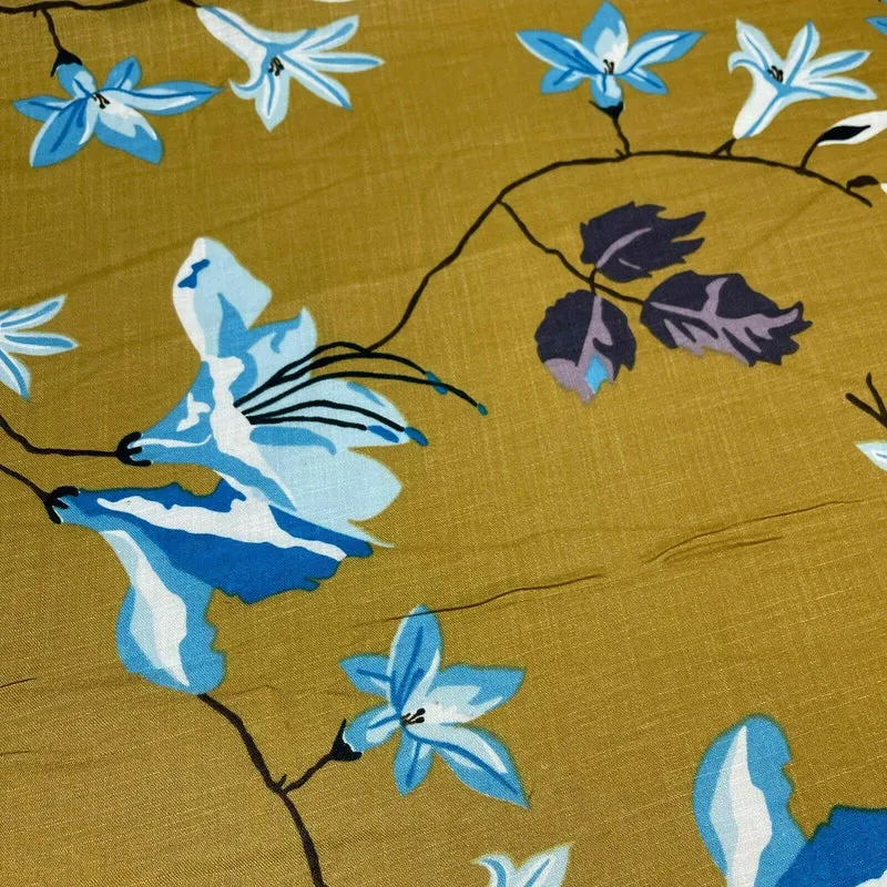 Large Floral Linen Rayon Dress Fabric M1574 Mtex