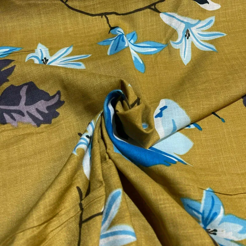 Large Floral Linen Rayon Dress Fabric M1574 Mtex