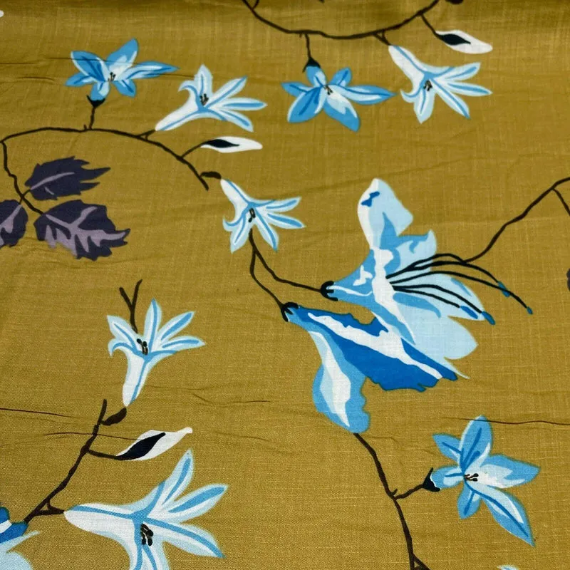 Large Floral Linen Rayon Dress Fabric M1574 Mtex