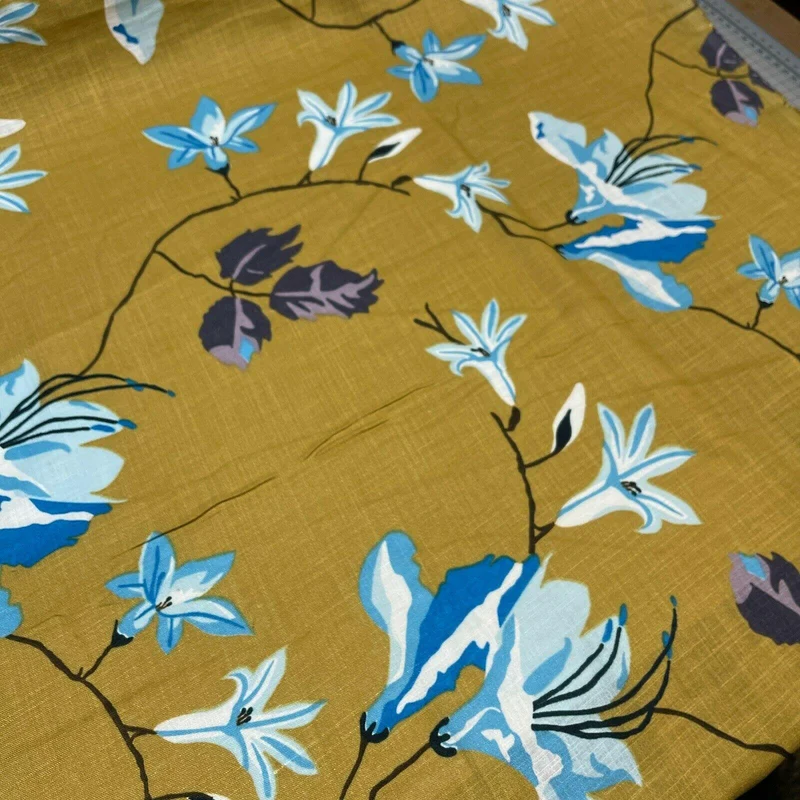 Large Floral Linen Rayon Dress Fabric M1574 Mtex
