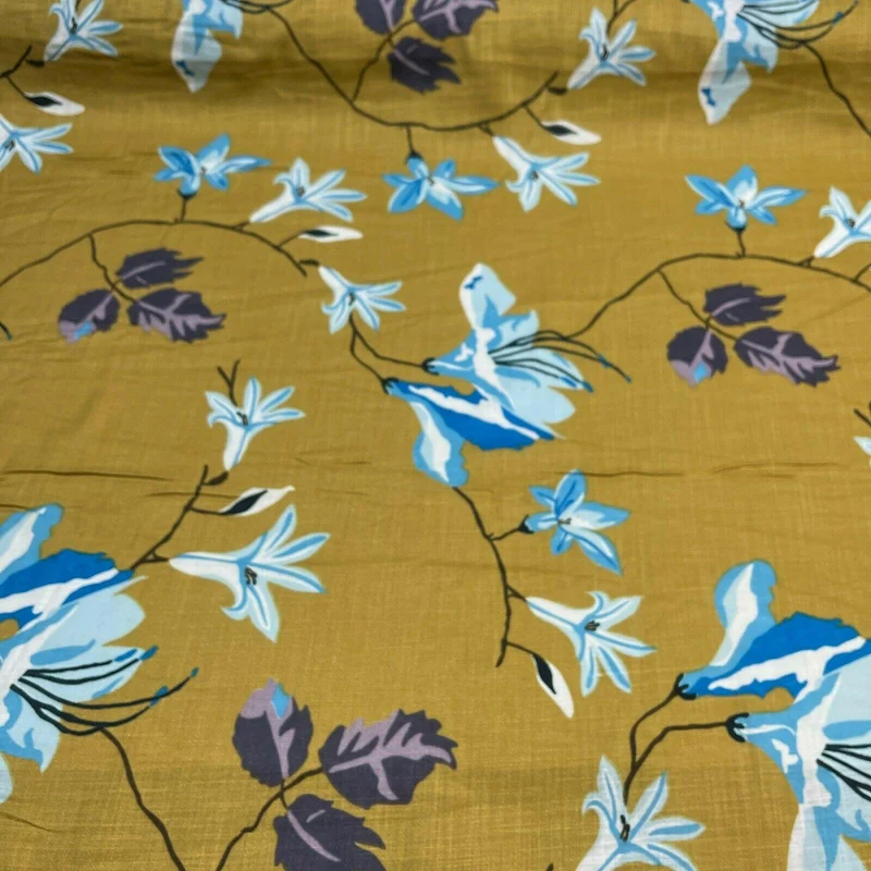 Large Floral Linen Rayon Dress Fabric M1574 Mtex