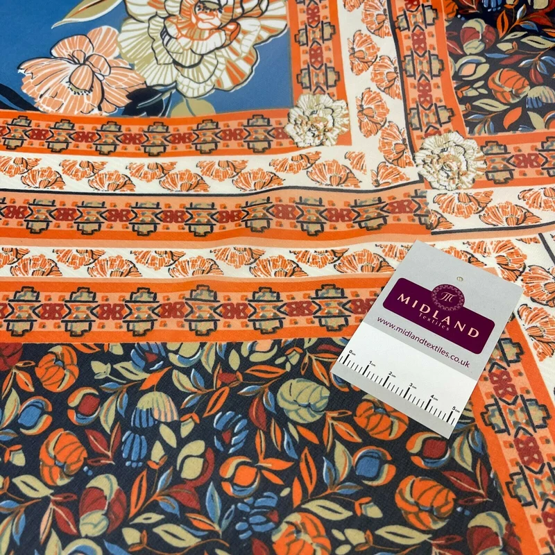 Mixed Floral Ornamental Chiffon Georgette Fabric M1556