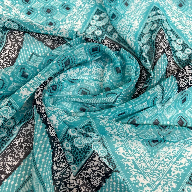 Mixed Floral Ornamental Chiffon Georgette Fabric M1556
