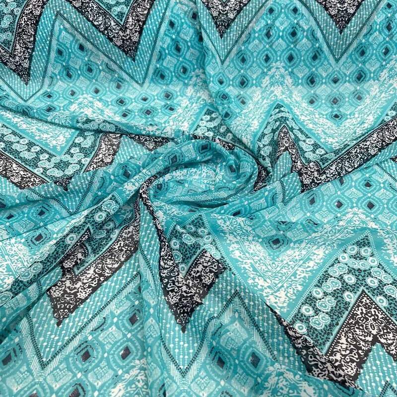 Mixed Floral Ornamental Chiffon Georgette Fabric M1556