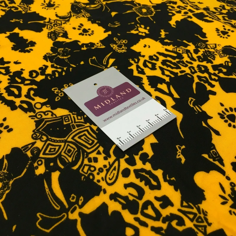 Black yellow floral viscose dress Fabric M1400-19 Mtex
