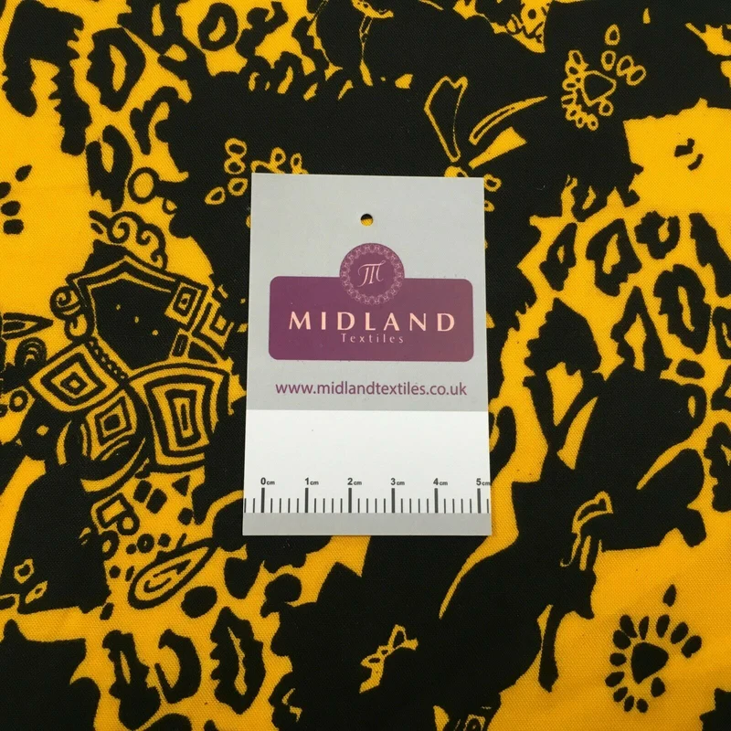 Black yellow floral viscose dress Fabric M1400-19 Mtex