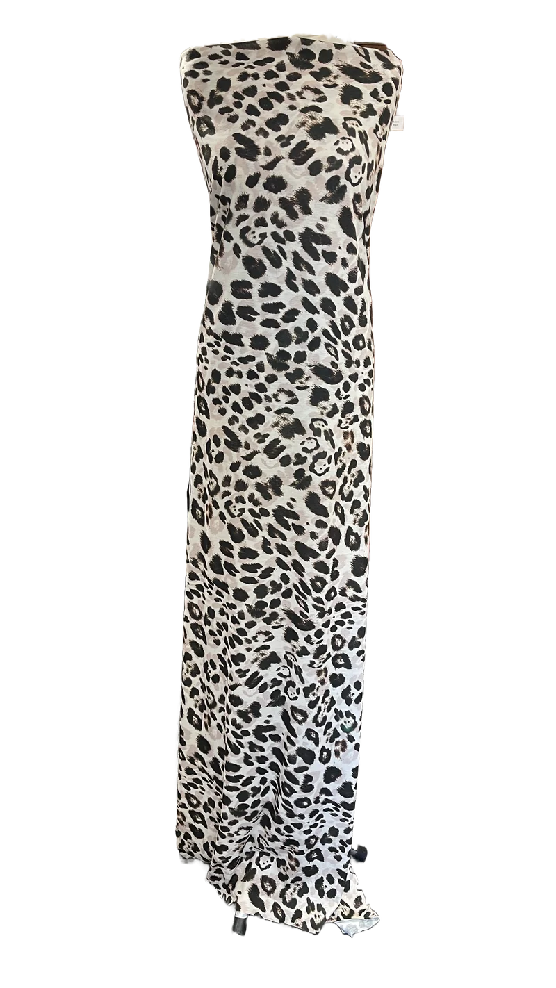 Natural Brown Animal Leopard Print 2 Way stretch Jersey dress Fabric M1522