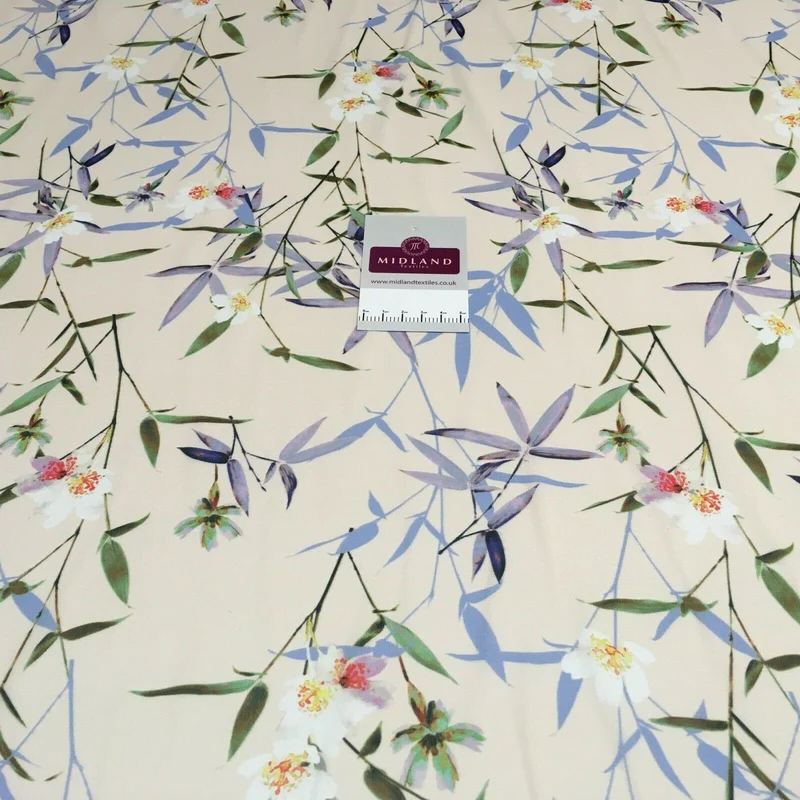 Light Peach floral high multi chiffon fabric M1528